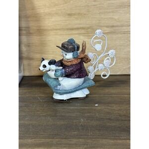 Snowkins Jr. & Spot Figurine 2000 New Creative Enterprises #94579 Snowman & Dog